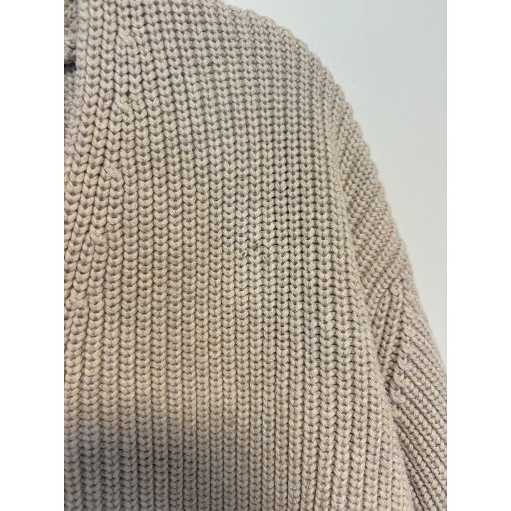 NWT Quince 100% Organic Cotton Fisherman V-Neck Sweater Speckled Beige Size M - Picture 8 of 8